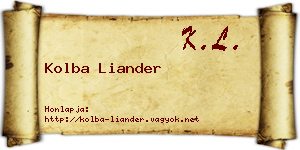 Kolba Liander névjegykártya